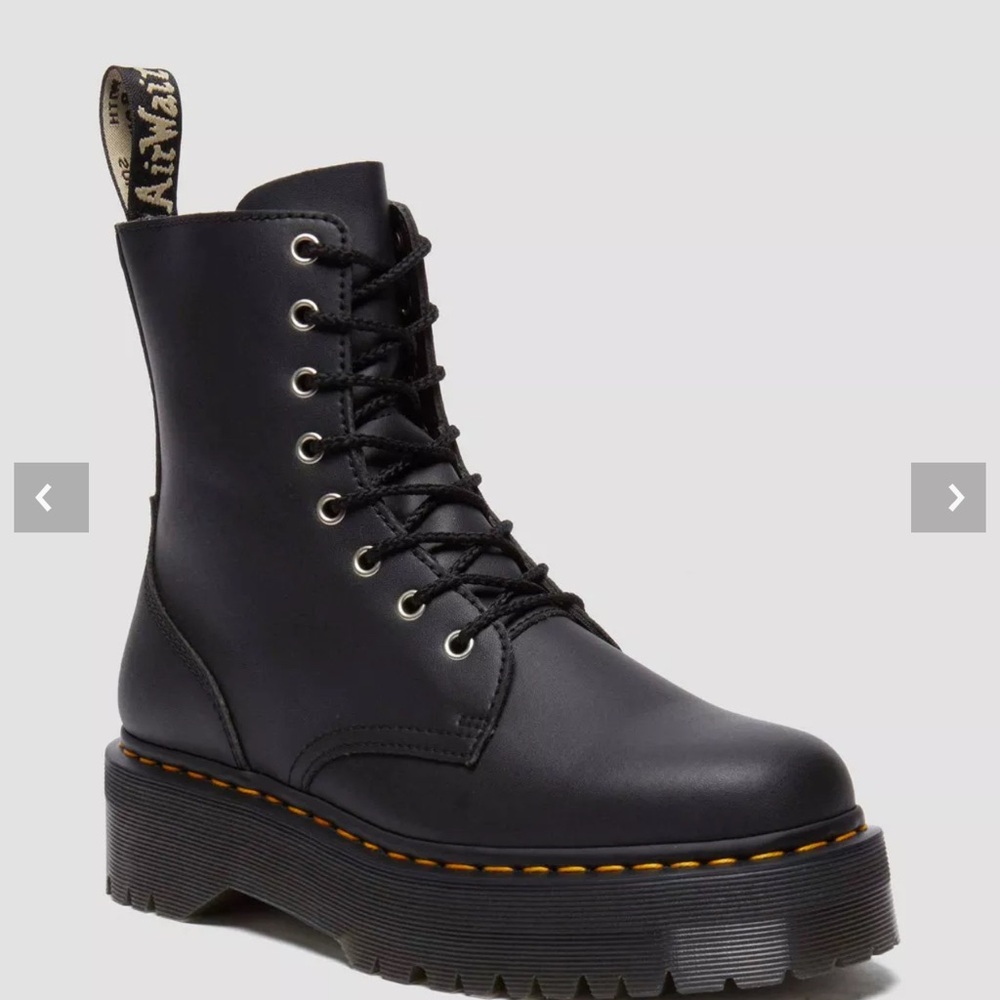Dr. Martens Black Combat Boots with Yellow Stitching